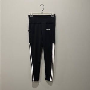 Adidas Black and White Leggings with Signature Stripes